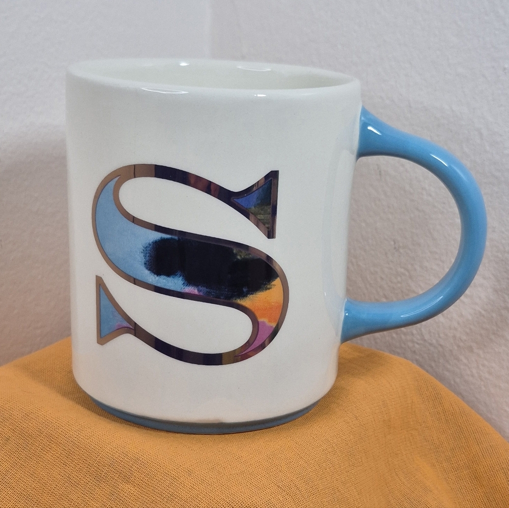 Parima Studio Monogram Coffee Mug Letter 'S' 17 oz New